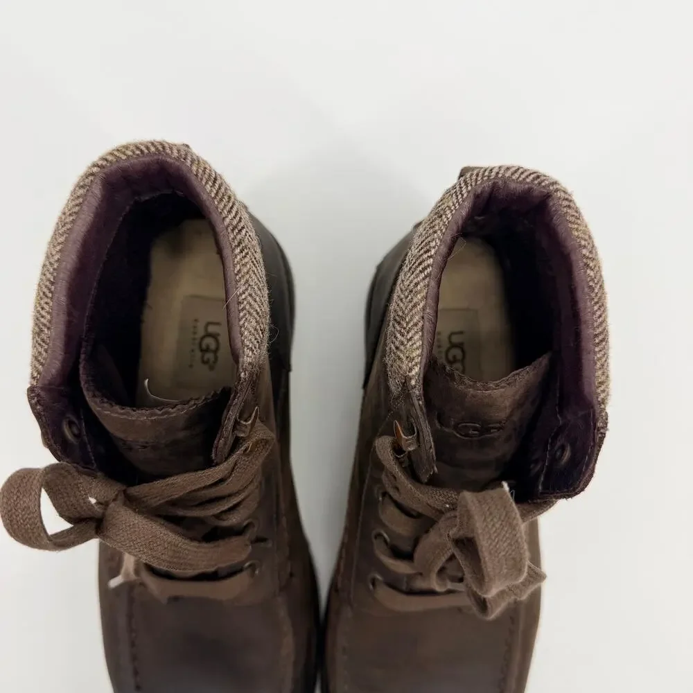 UGG Merrick Rugged Waterproof Brown Leather Mens Lace Up Boot 9.5